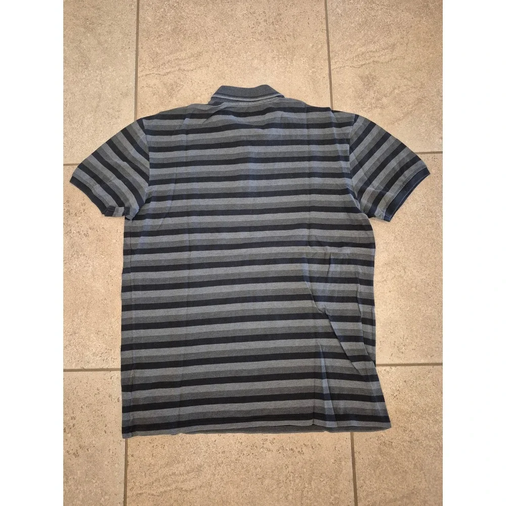 Gucci Men's Gray-Black Striped Polp Shirt - Made In Italy
